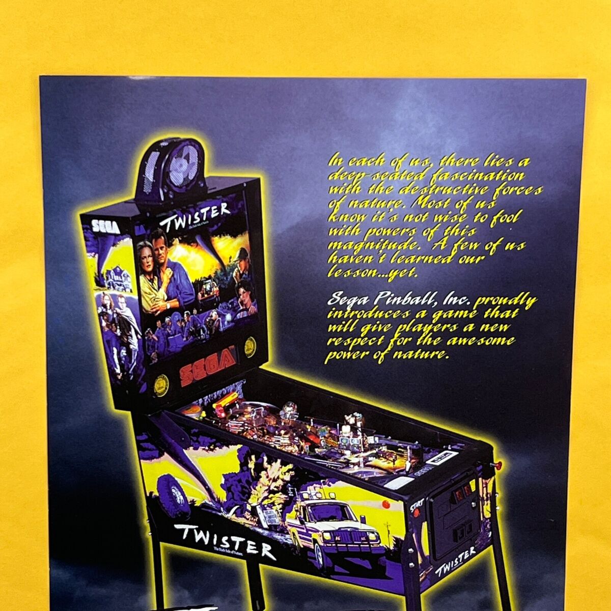 SEGA Twister Pinball Flyer Original 90s Promo Game Art SEGA Twister Pinball Flyer Original 90s Promo Game Art