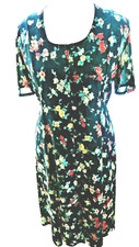 ANNE BROOKS Petites Black/Floral Midi A-Line Button Up UK 16-SALE -PRICE REDUCED