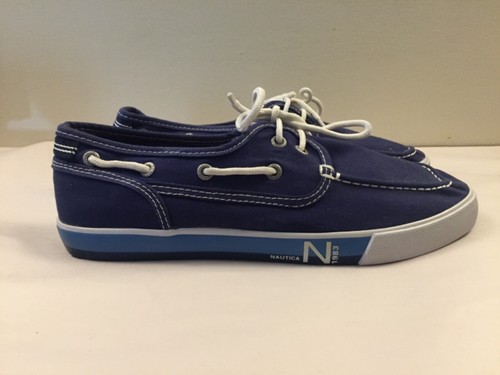 Nautica Blue and White Canvas Deck Boat Shoes N 1983 Spinnaker Men's Size 6 - Picture 2 of 15
