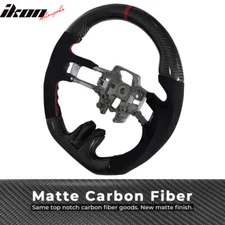 Fits 15-17 Mustang V3 Style Steering Wheel Matte Carbon Fiber Alcantara Red Ring