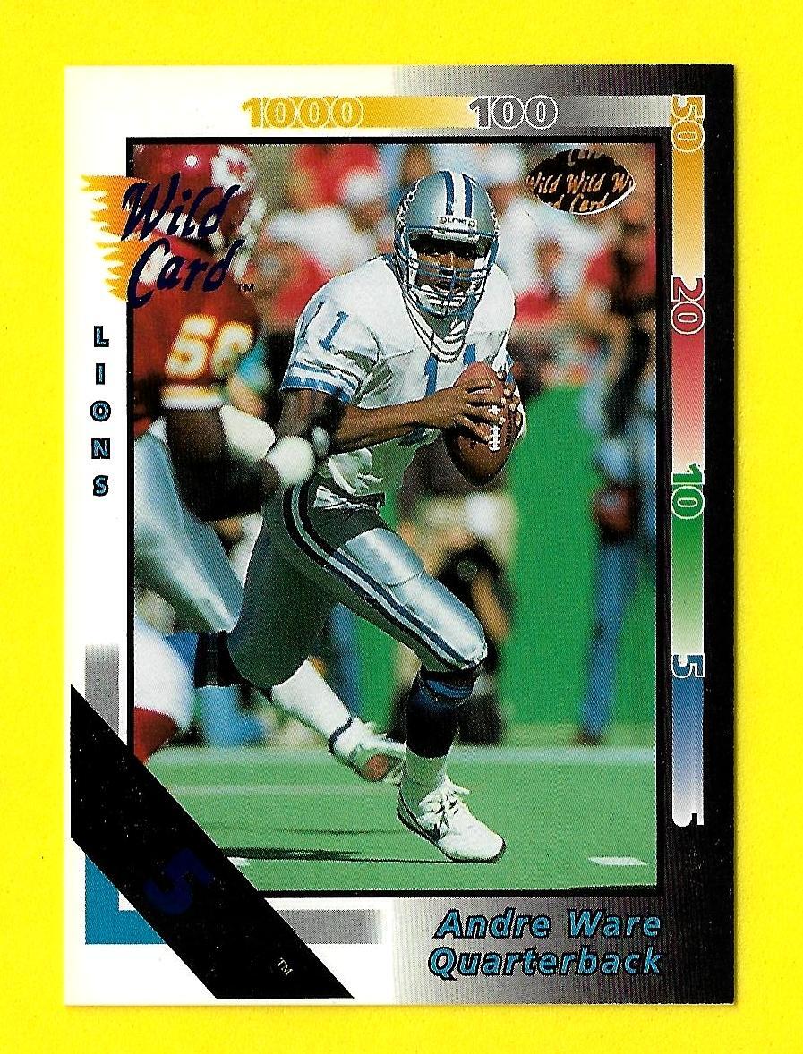 1992 Wild Card NFL Football 5 Stripe Card #282 Andre Ware Detroit Lions