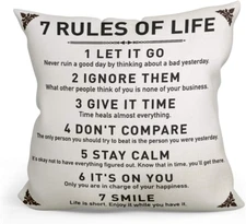 Rustic Inspirational Quotes Pillow Covers - 7 Rules of Life  Pillow Case Cush...