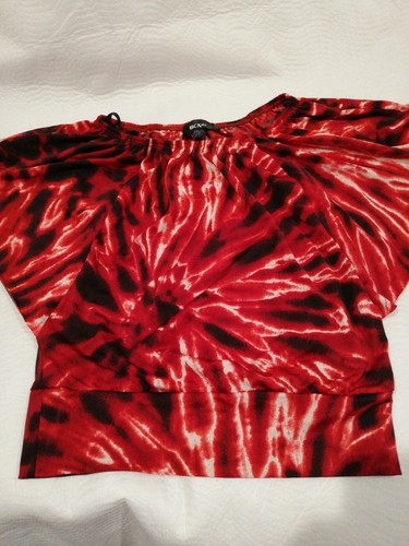 Bcx Size M 8 10 Red Black Shirt Top Blouse - Picture 6 of 6