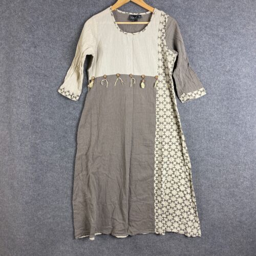 Zola Dress Womens XL Brown Grey Shift Earthly Fashion Sustainable Boho Hippie 3S - Picture 1 of 12