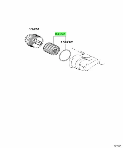 Filtro de óleo elemento TOYOTA MARK X Lexus GX460 IS300 original JDM OEM 04152-31080 - Imagem 2 de 2