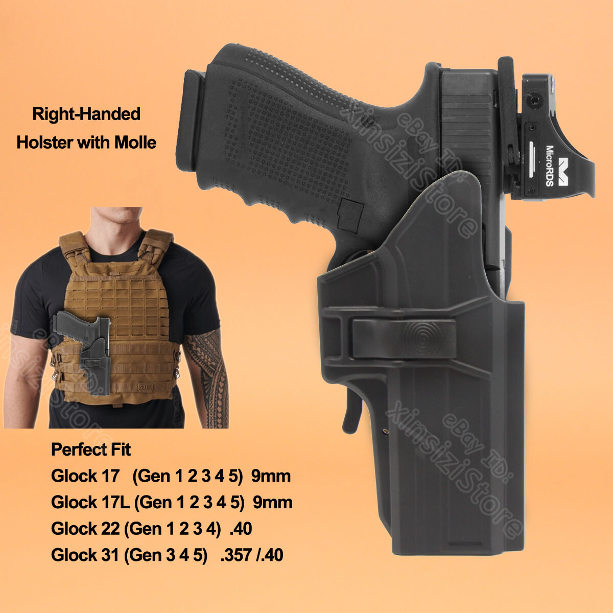 Holster Tactique à Palette Pour Glock 17 (Gen 1-5) Et Glock 22 (Gen 1-4)