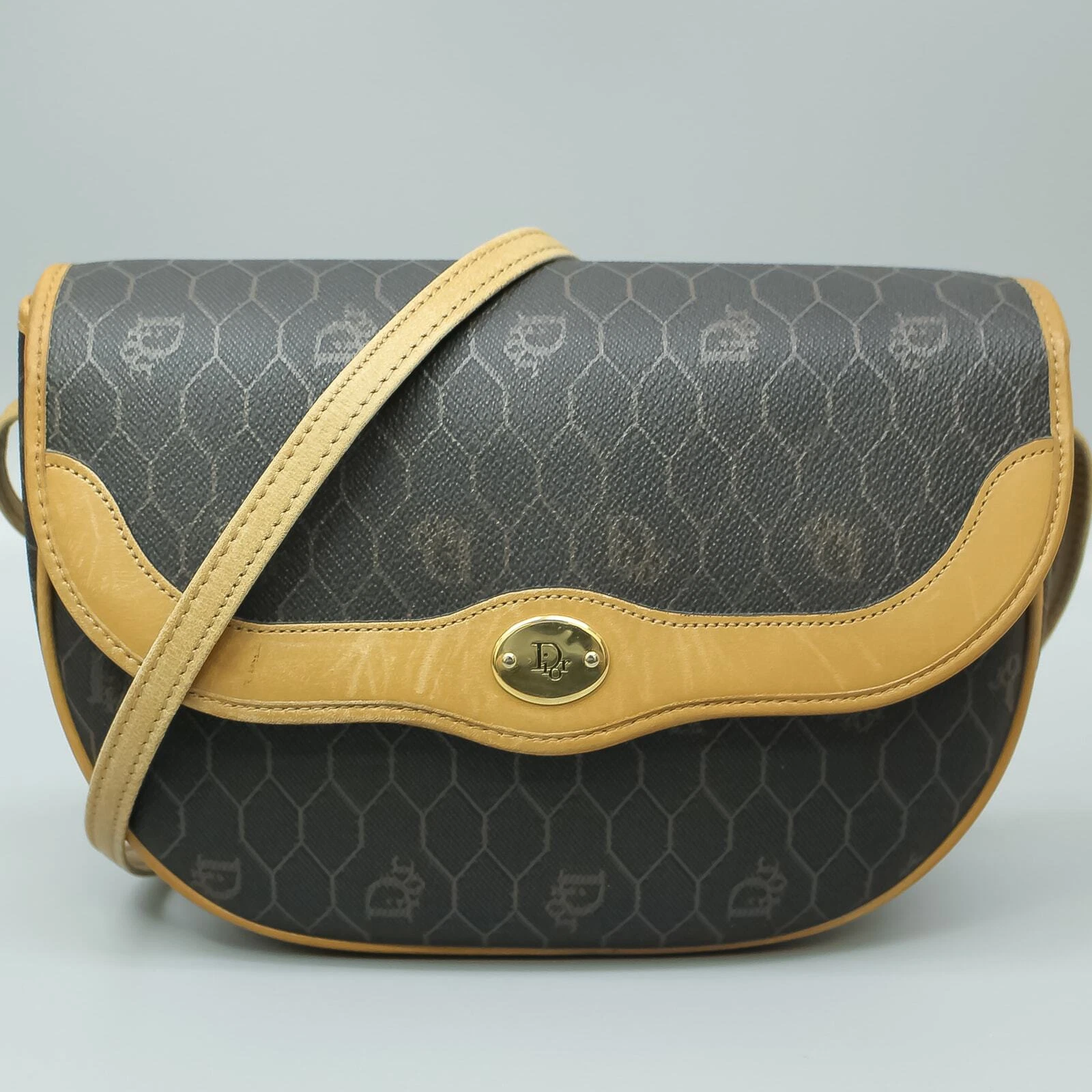 Sac bandoulière en toile nid d'abeille Christian Dior sac à main noir vintage poubelle