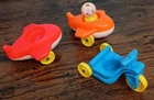 Vintage Fischer Price Little People Airplanes Tricycle Vehicles + Police Man Lot