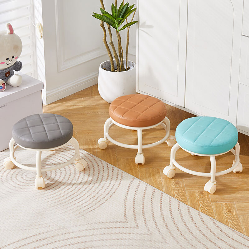 Small Pulley Stool Shoe Bench with Universal Wheel Adult Kids