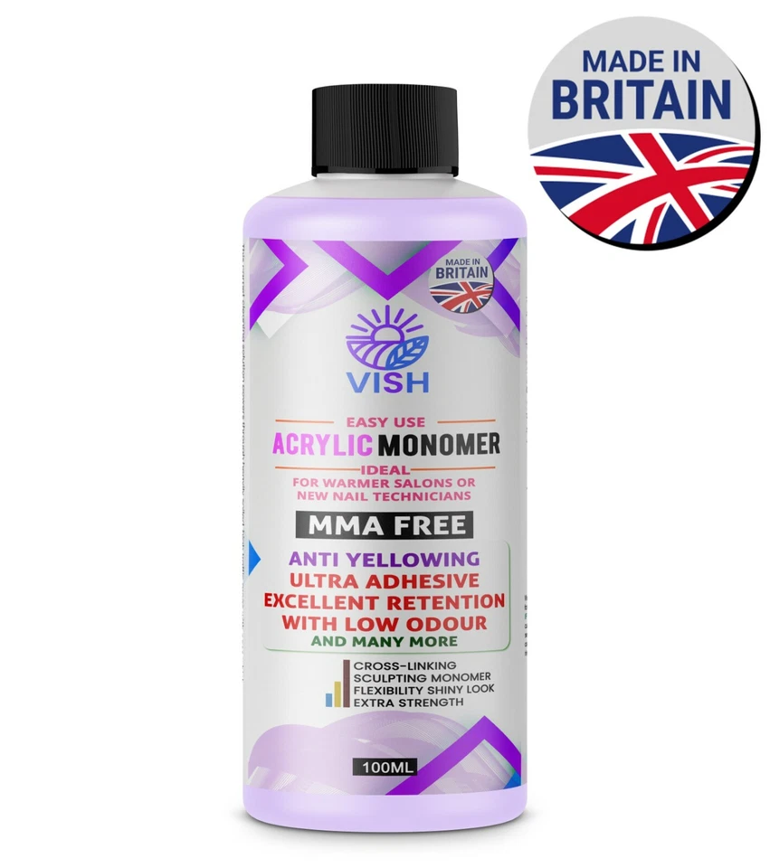 VISH NAGELFORMUNG ACRYL FLÜSSIGES MONOMER SALON HOHE QUALITÄT UK schnelle Lieferung 100 ml