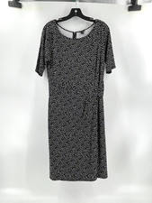 Ann Taylor Women's Black Polka Dot Short Sleeve Cocktail Evening Dress Size 8