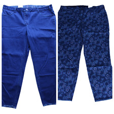 Sheego Damen Wende-Jeans Hose Jeanshose Stretchjeans Blau Blumen Übergröße Denim