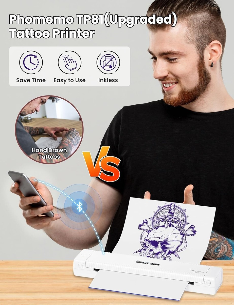 Phomemo TP81 Tattoo Printer, Stencil Printer Rechargeable