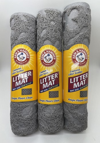 Lotto di 3 tappetini lettiera per gatti grigio braccio e martello 23,6"x13,8" - Foto 2 di 2