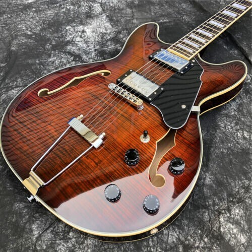 Grote Jazz Electric Guitar,Gloss finish Brown burst Semi Hollow Archtop