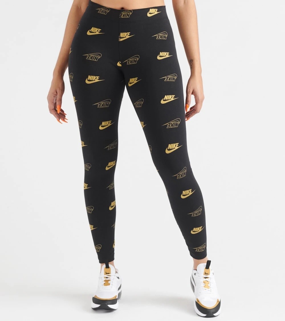 white and gold nike leggings