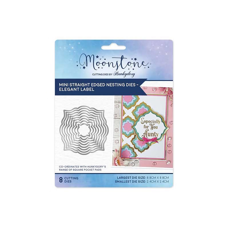 Hunkydory Moonstone - Mini Straight Edged Nesting Elegant Label Dies - MSTONE980