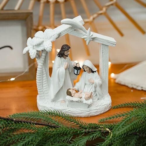 Nativity Set for Christmas Indoor Nativity Scene Decoration, Sculpted White - 第 5/7 張圖片