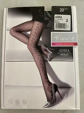 Fiore (Adria) Patterned Tights Sheer Black Metallic 132-143lbs Height 5’2-5’4