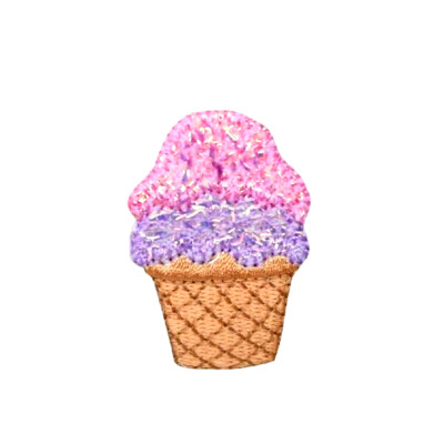 iron on patch applique Pink/Purple Ice Cream Cone  1-3/8'' x 2-3/4''