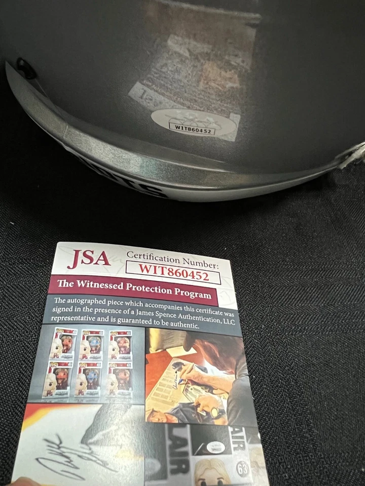 CASCO DE TAMAÑO COMPLETO DE VELOCIDAD FIRMADO WILLIE MCGINEST DE LOS PATRIOTAS DE NUEVA INGLATERRA JSA CON INSC Foto 4 de 4