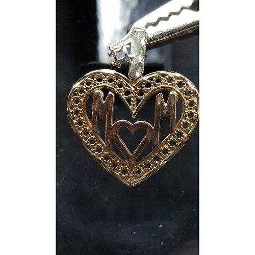 14K Multi-Tone Gold MOM Heart Charm 2.7G - Picture 7 of 12