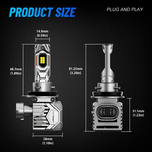 NOVSIGHT 4X 9005 H11 LED Headlight Bulbs Conversion Kit 6500K Super Bright White - Picture 11 of 12