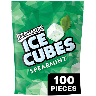 ICE BREAKERS Ice Cubes Spearmint Sugar-Free Chewing Gum, 8.11 oz, 100 Pieces