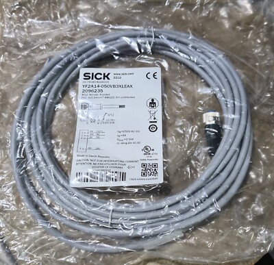 SICK YF2A14-050VB3XLEAX  Cable, 5 Meters, Brand New, IN STOCK, Fast Shipping