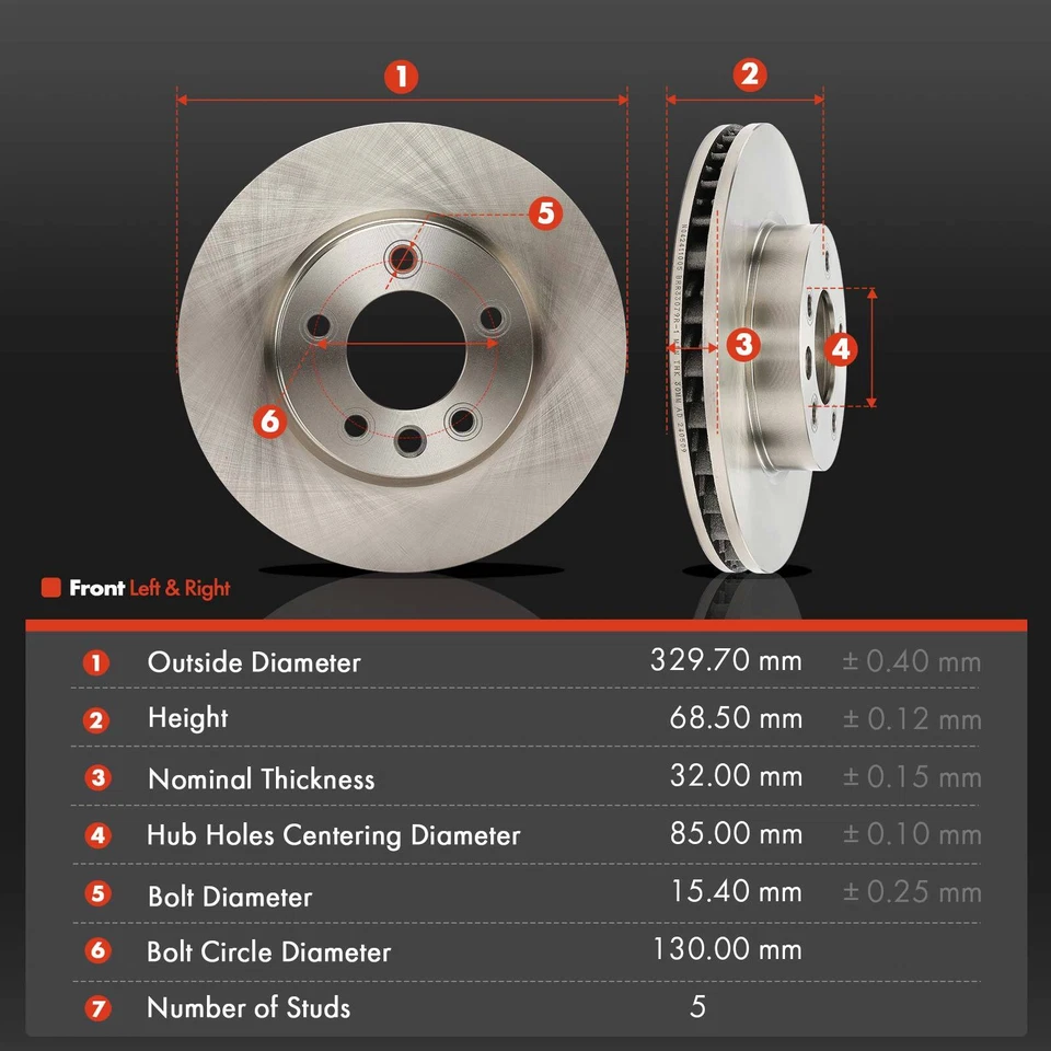 12x Rotores de disco laterales delanteros y traseros y pastillas de freno para Volkswagen Touareg 2011-2017 Foto 2 de 4