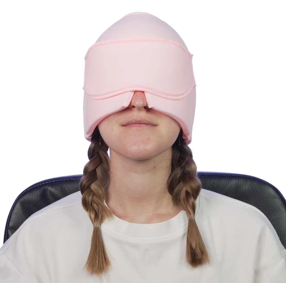 Gorra para aliviar el dolor de cabeza por migraña con máscara de ojos de gel - Sombrero de enfriamiento para aliviar la tensión Foto 2 de 4