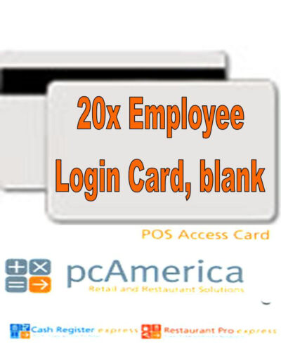 20 x cartes de connexion vierges d'employé pour point de vente RPE / CRE PcAmerica : NEUF - Photo 1/1