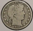 Silver Half Dollar - Barber - 1910-S (Obverse scratches at bow.) - Set Break