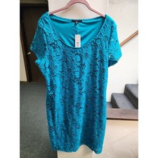 NWT Tiana B turquoise floral lace midi dress women's sz XL