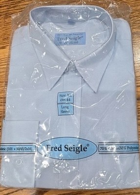 Designer Fred Seigle blaues Langarm Hemd 17,5'' Oxford Hemd Style XL cm44