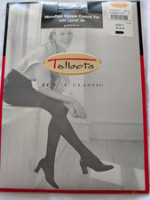 VTG Talbots Microfiber Opaque Pantyhose Size C Black Control Top w/ Lycra 3D