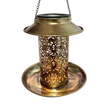 Bronze Solar LED Bird Feeder With Light 18x18x22cm