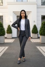 Brooks Brothers Explorer Women Gray Pantsuit Blazer Sz2 Pants Sz 4 Business EUC