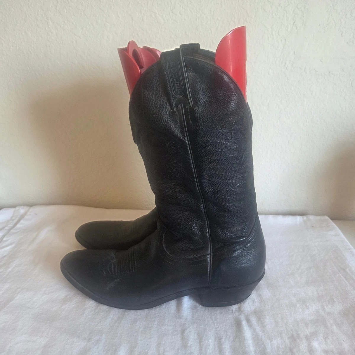 BOULET Boots 2207 Red & Black Leather Mid-Calf Western Boots Mens Size 7 Bruce Python Red Bottom Square Toe Cowboy Boot – Rock main image 3
