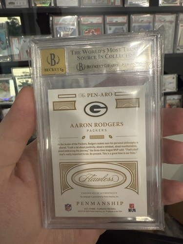 2021 Panini Flawless Aaron Rodgers Penmanship Gold Auto /10 #PEN-ARO BGS 9.5 - Picture 2 of 2