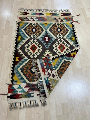 Handmade Unique Kilim Rug 150x100 cm (59x39 in) Boho Tribal Geometric Area Rug