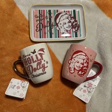 To Dolly Parton Christmas mugs and a trinket tray