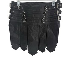 Traditional Gladiator Warrior Pleated Leather Kilt Lined Size 32 Cosplay Black