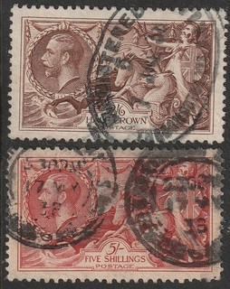 478) GB 1934 2/6 5 SHILLING SEAHORSE 1934 USED PERFECT