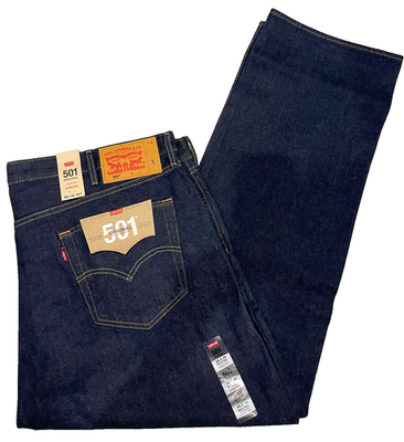 Levis 501 Original Mens Stretch Jeans 48X34 Big & Tall Dark Blue
