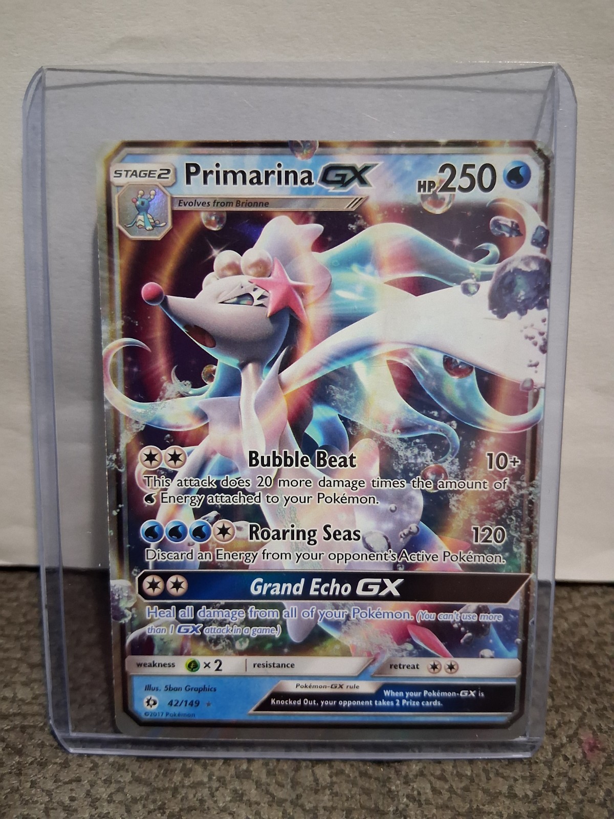 Primarina GX 42/149 Sun & Moon Ultra Rare Pokemon Card NM
