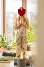 silk pajama set woman - perfect Valentines gift - fits sizes XS, S, M / 6, 8, 10
