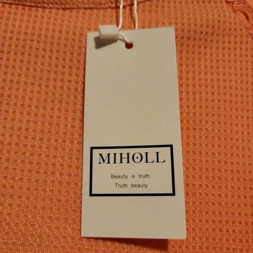 Miholl Damen Bluse Langarm Spitze Orange Waffelstrick Größe S - Bild 4 von 6