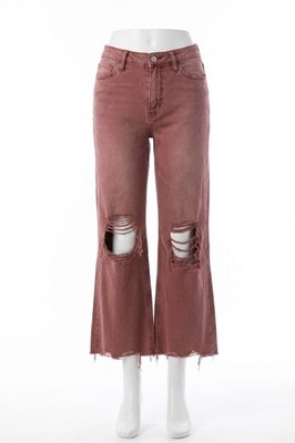 Vervet By Flying Monkey High Rise Cropped Flare Distressed Jeans Size 25
