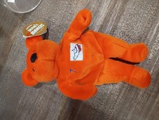 Salvino's Bammers Elway 7 Orange Bear Plush in Display Case Age 3 